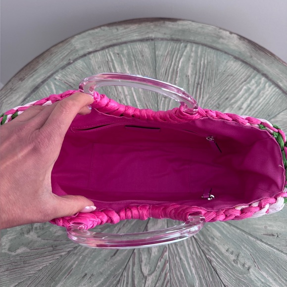 NWT Kate Spade Watermelon Woven Straw Small Tote Picnic Perfect Pink Multi - Picture 15 of 16